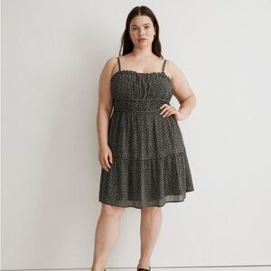 Madewell Plus Sophia Cami Tiered Mini Dress in Micro Daisy Black Size 16W